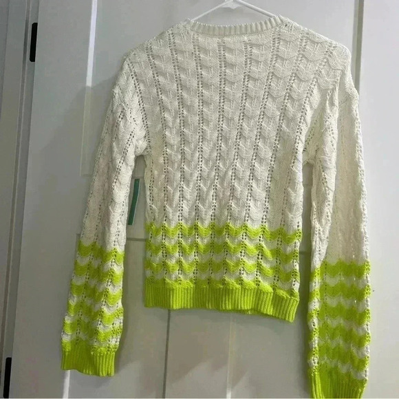 ABOUND Ivory/Green Sorbet Striped Pointella Knit Sweater Women's Size XXS, small - Picture 6 of 14